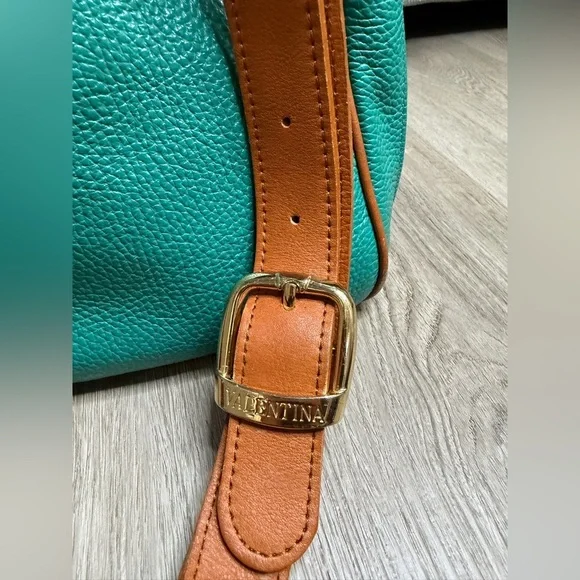 Valentina Teal and Brown Leather Shoulder Bag - Picture 3 of 16